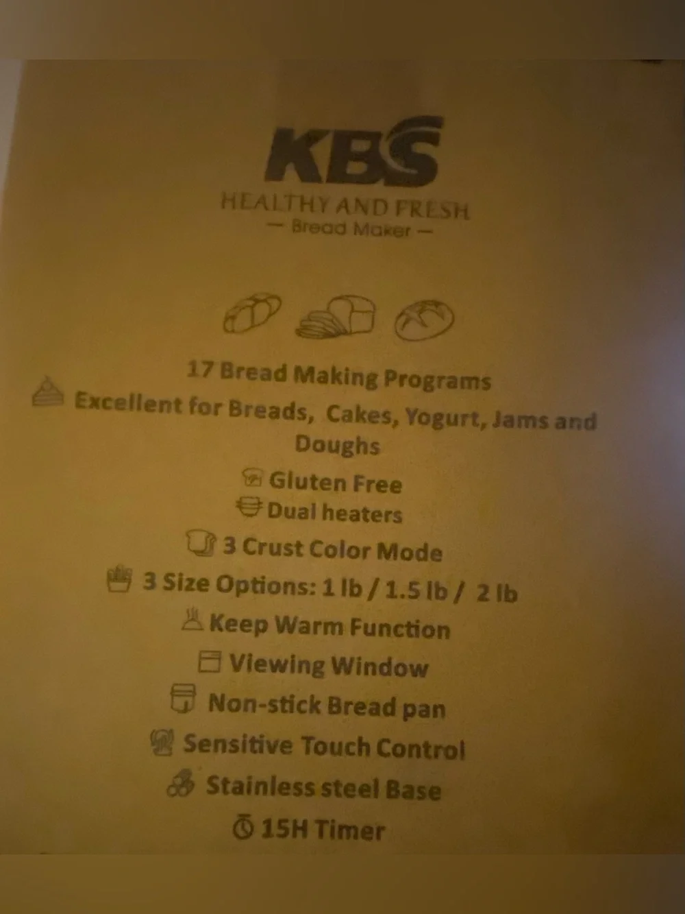 Unopened KBS 17-1 bread maker